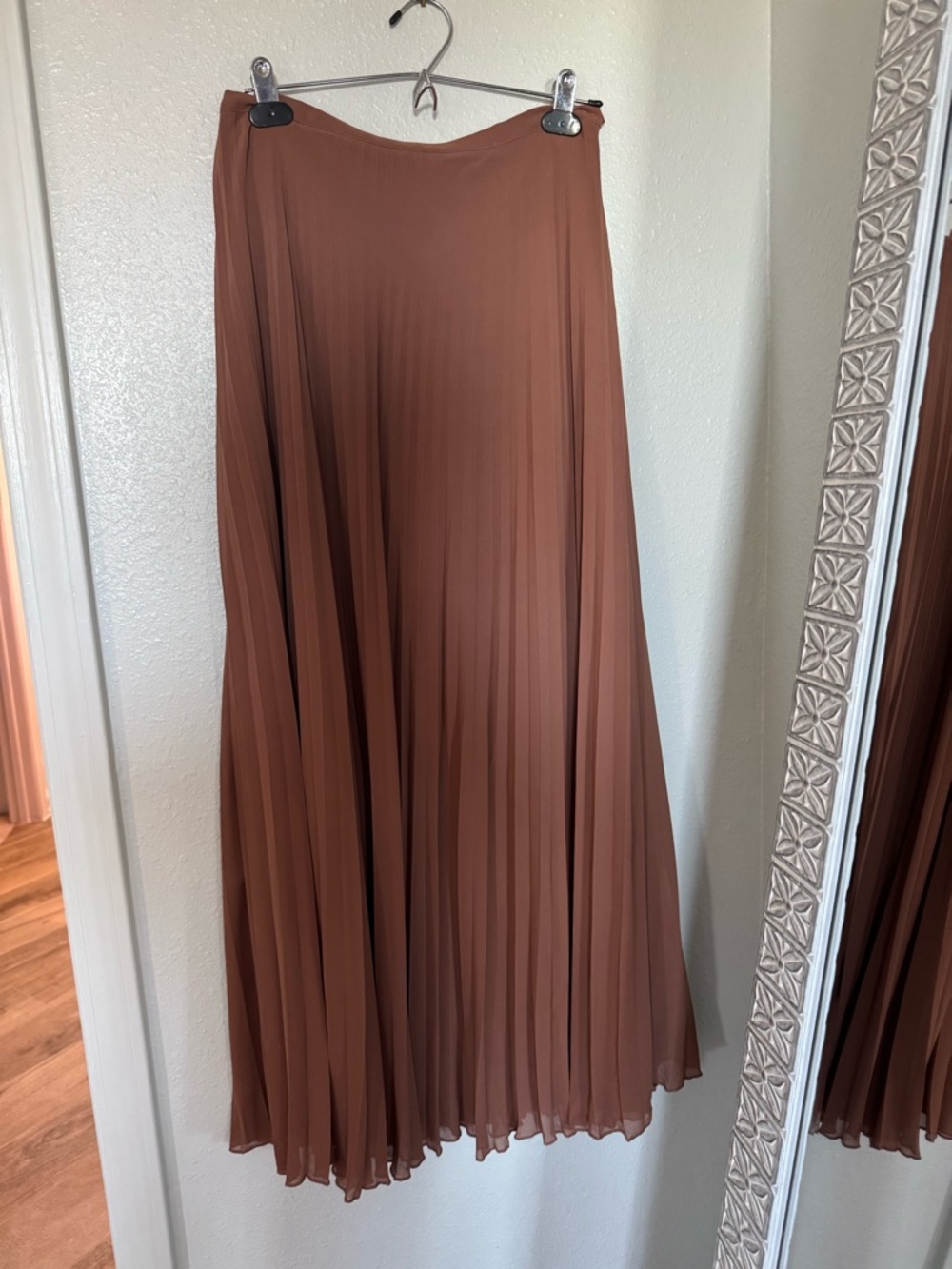 Garnet Hill Pleated  Maxi Skirt in Brown